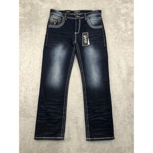 True Luck Jeans Mens 35x30 (Tag 32x30) Blue NWT Bootcut Stretch Flip Pockets